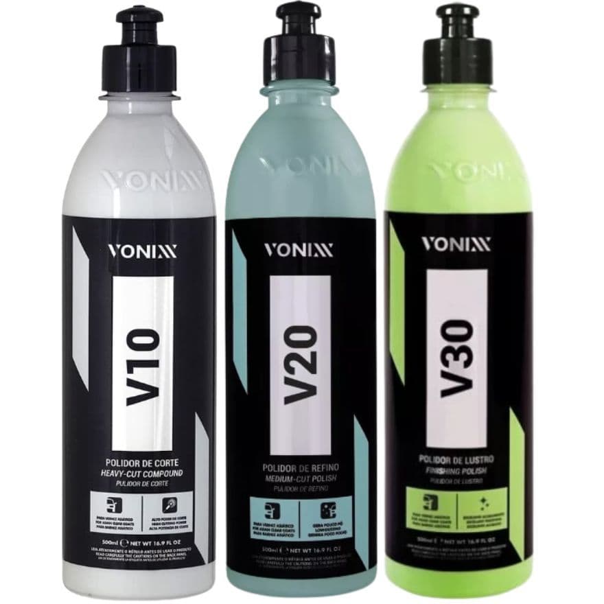 V10 V20 V30 Polidores para Verniz asiático Vonixx 500ml - Kit Polimento Vonixx