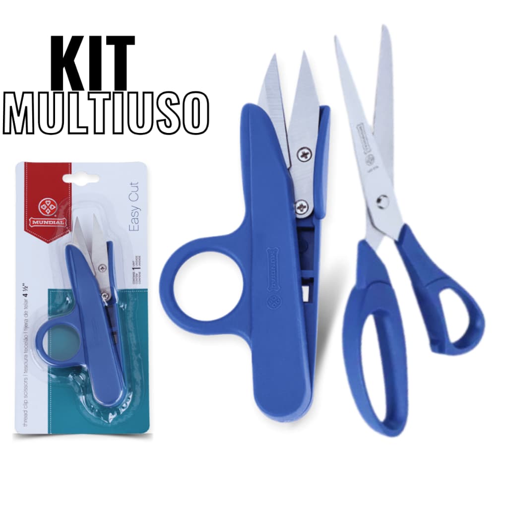 Kit 2 Tesouras, 1 Tesoura de Corte, papelaria, artesanato e Multiuso 7 pol. 17cm e 1 de Pic p Acabamento 12cm 161N-4.1/2