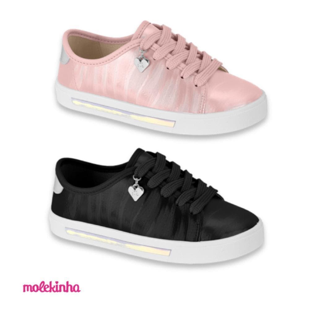 Tênis Molekinha Infantil Holográfico Preto e Rosa - 2524.347