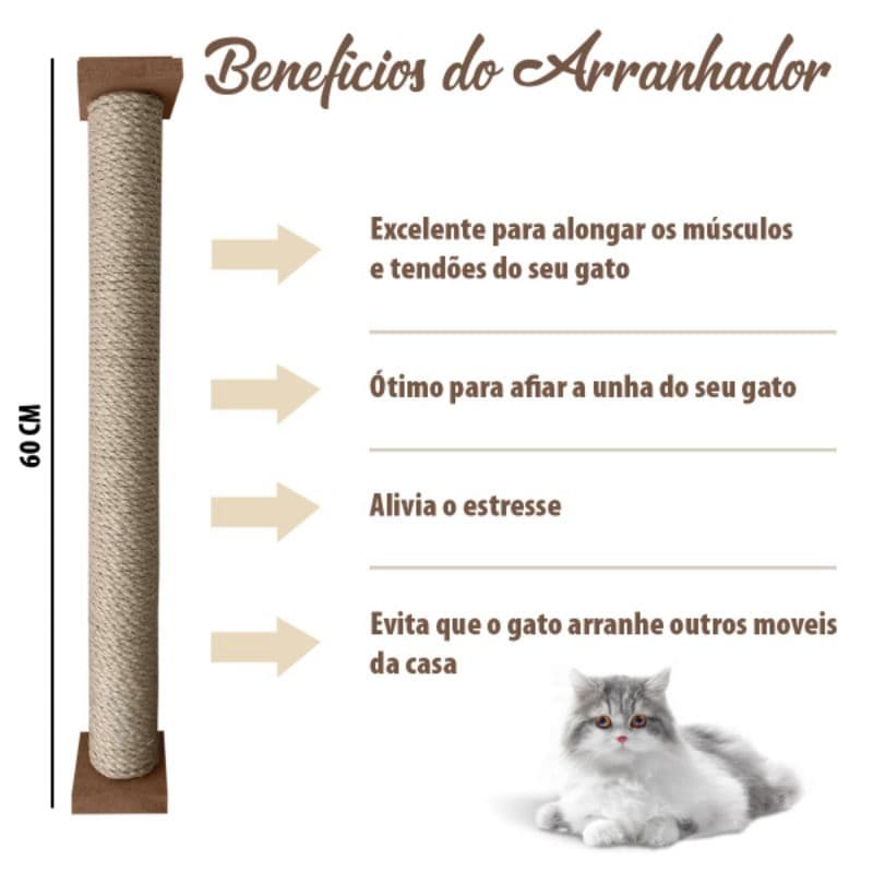 Arranhador de gato sisal Torre vertical para fixar na parede