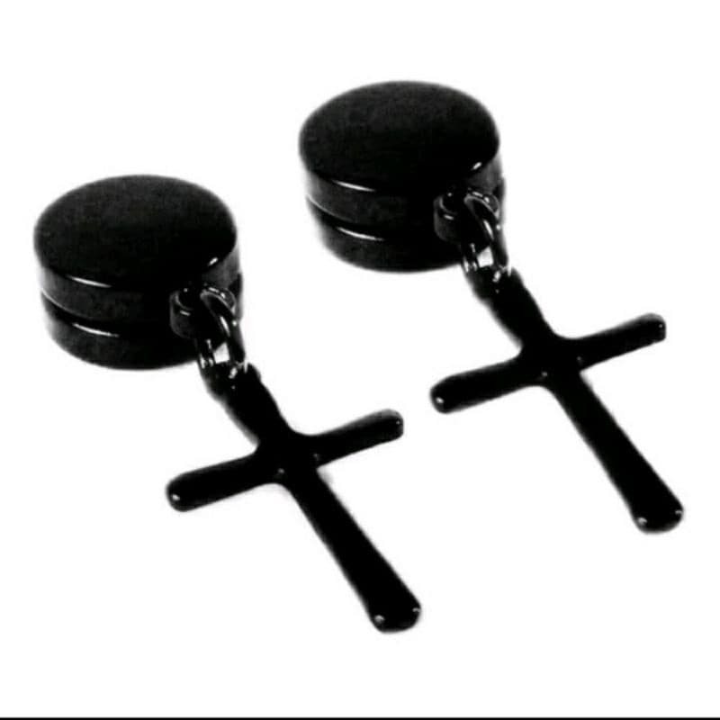 1Cartela 12 peças brinco de pressão magnetico argola cruz piercing alargador fake masculino