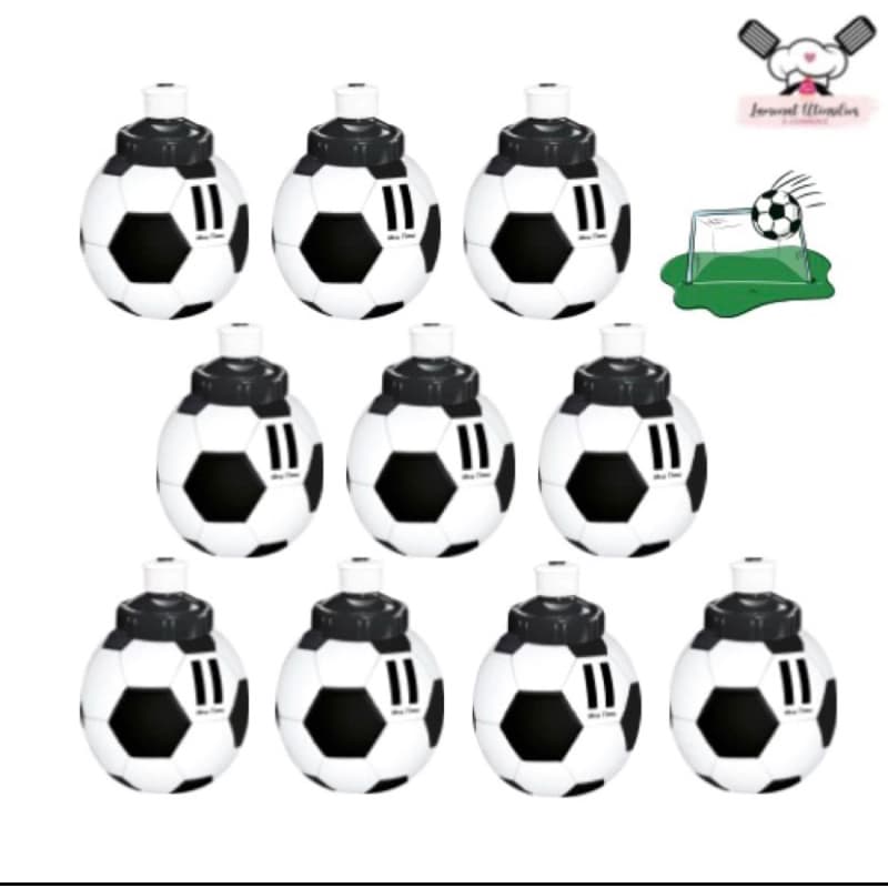 Garrafa Squeeze Bola Time Preto E Branco Injetemp - Kit 10 Copos