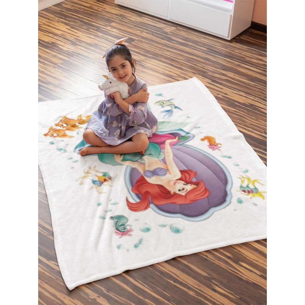 Mini Manta Personalizada Princesa Ariel Menina Presente Cobertor Infantil