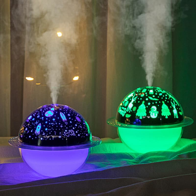 Projetor Luminária Umidificador Saturno Abajur Decorativo Aromatizador De Ambientes Com USB