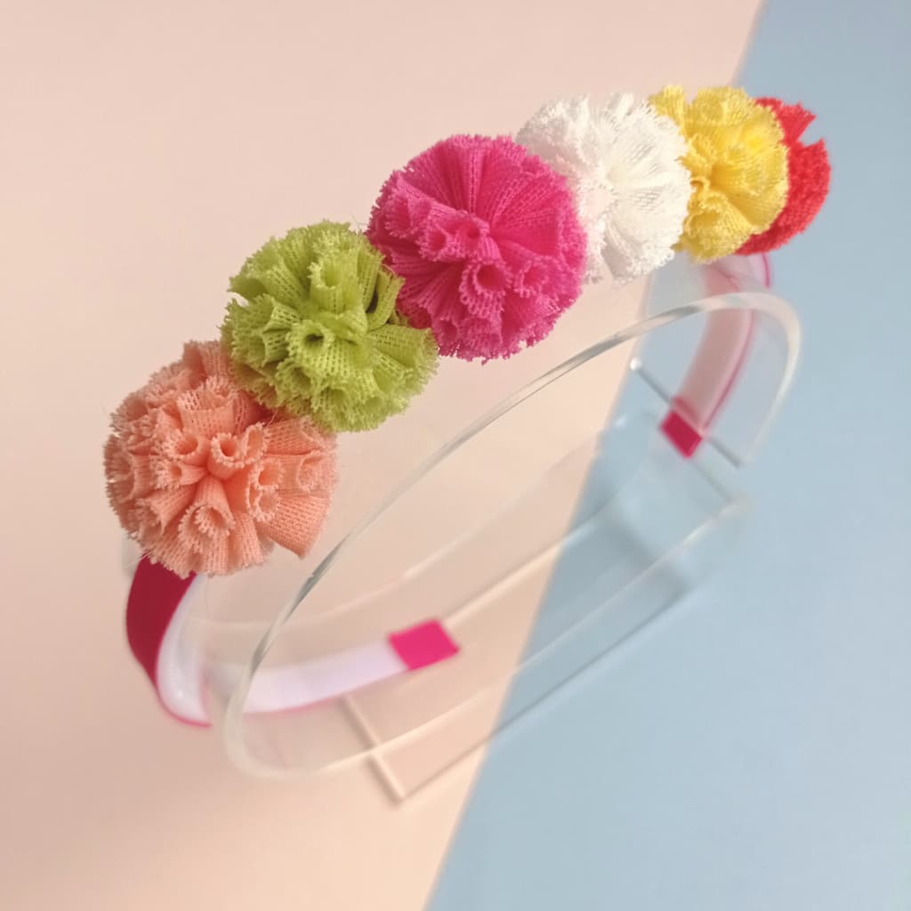 Tiara infantil de Cabelo Menina - Arco de cabelo - Tiara Pompons Coloridos - Cód. 1465