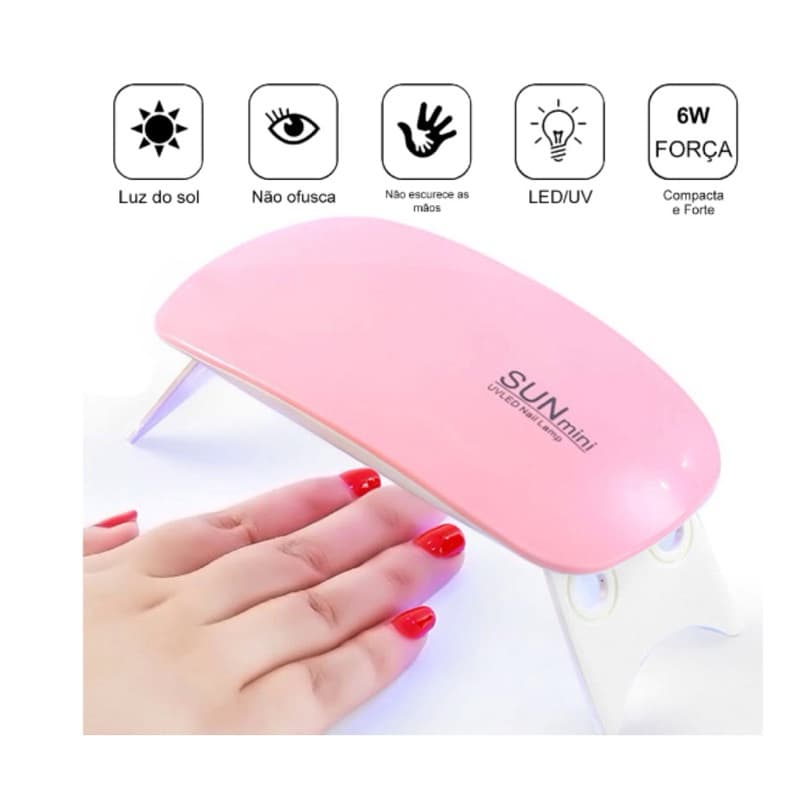 Mini Sun Mini Cabine de Unha Estufa Forninho LED UV para Alongamento de Unhas Gel Acrigel Porcelana OFERTA