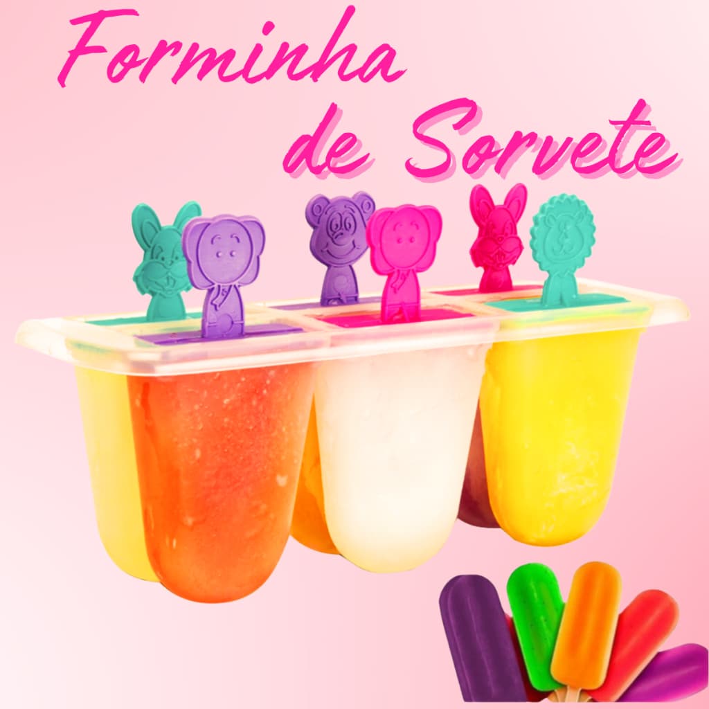 Forma Sorvete Para 6 Picolé Infantil Palito Divertido Bpa Free