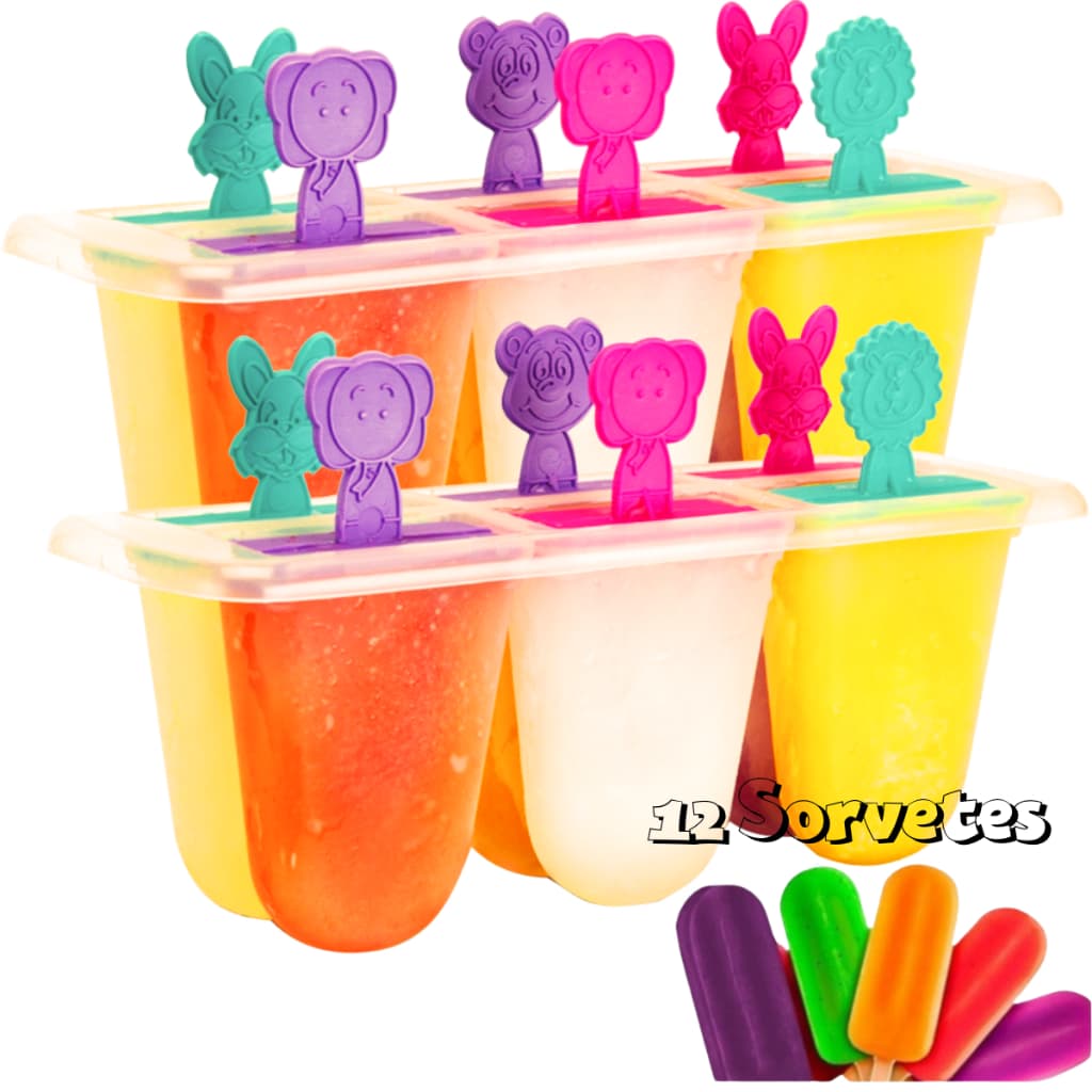 Forma Sorvete Com 12 Picolés Fácil E Prático Bichinhos Paleta