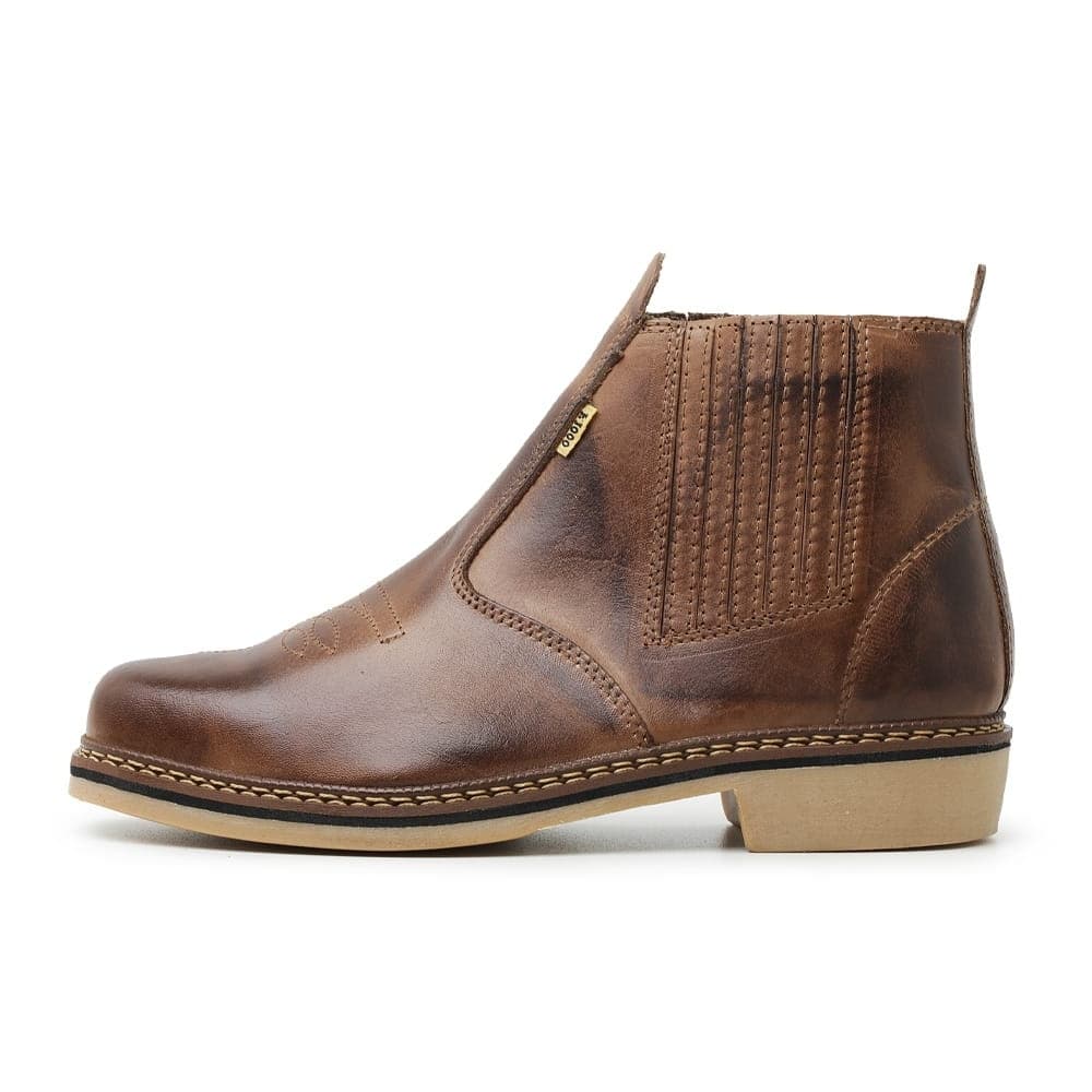 Bota Country Confortavel  Botinas Couro Bovino Legítimo Solado  Borracha Látex  Roça Trabalho Rodeio