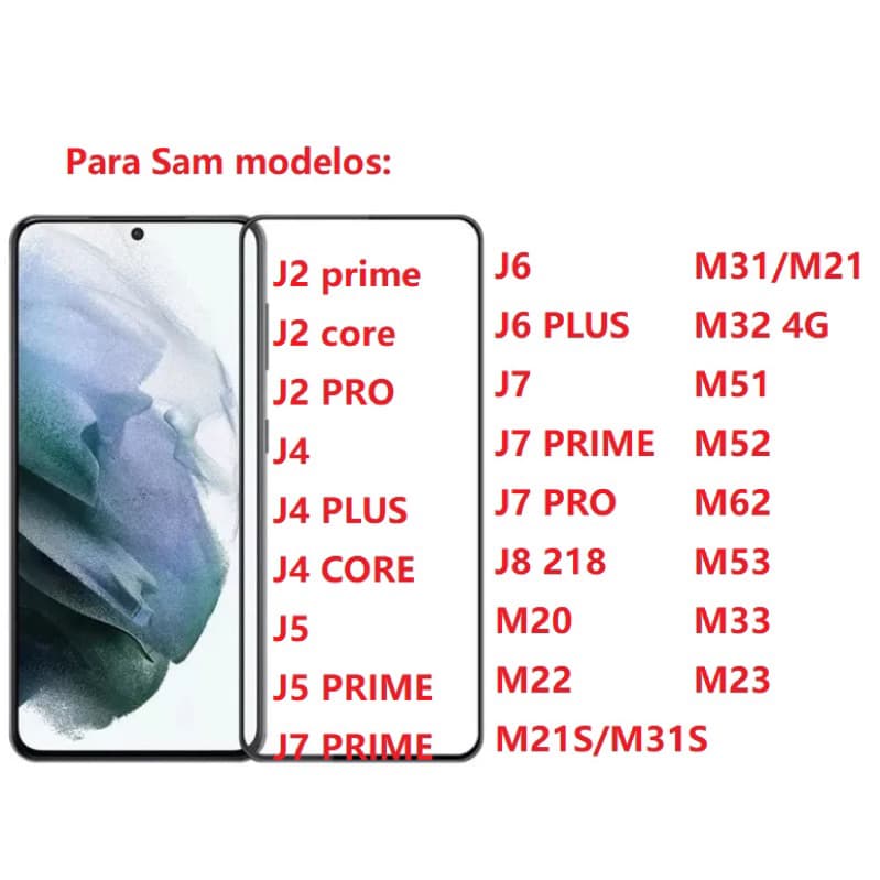 Película De Vidro kit com 3pcTemperado 3D para Sam J2 Prime J2 Core J2 PRO J4 J4 PLUS J4 CORE J5 J500 J5 PRIME J7 PRIME J6 J6 PLUS J7 J700 J7 PRIME J7 PRO J8 2018 M20 M22 M21S M31 M32 4G M51 M52 M62 M53 M33 M23