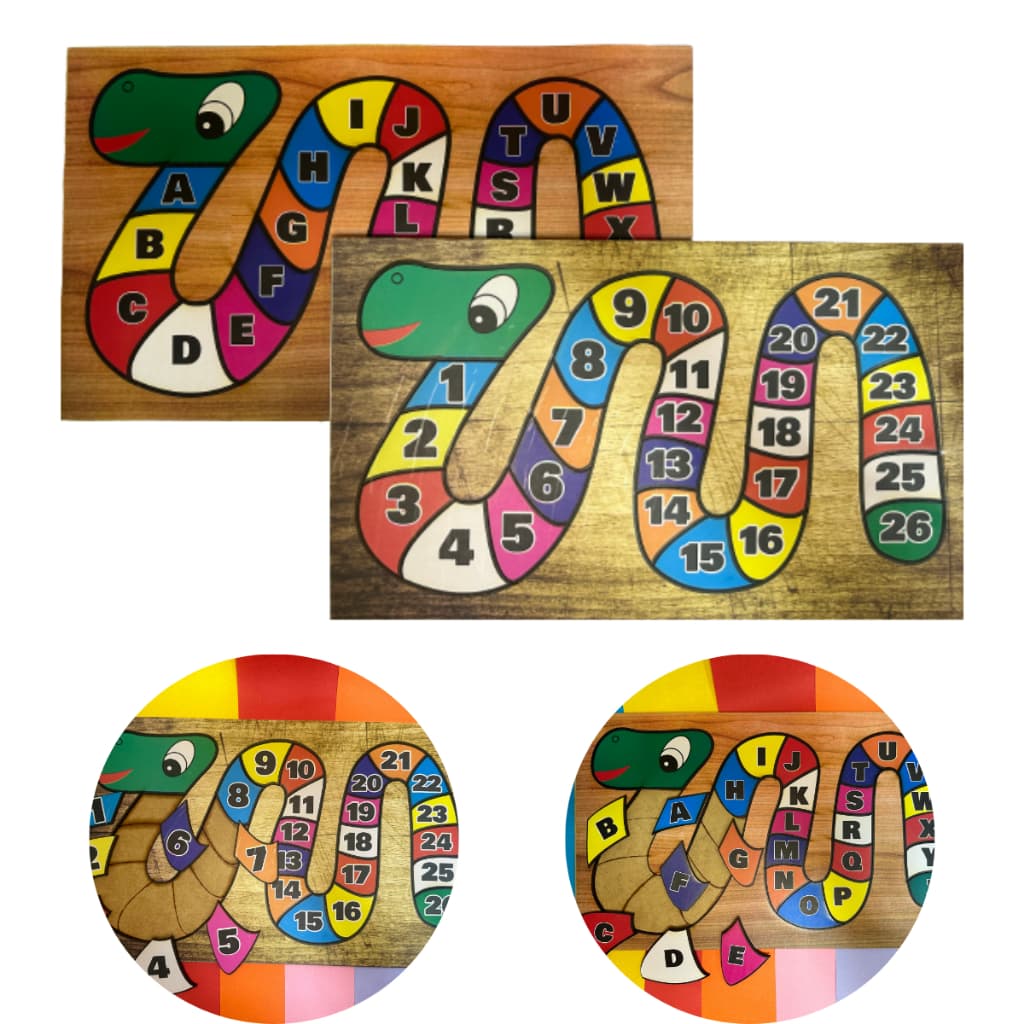 Brinquedo Pedagógico Educativo Madeira Kit Alfabetização Quebra Cabeças Educativos LETRAS E NÚMEROS em MDF Brinquedo