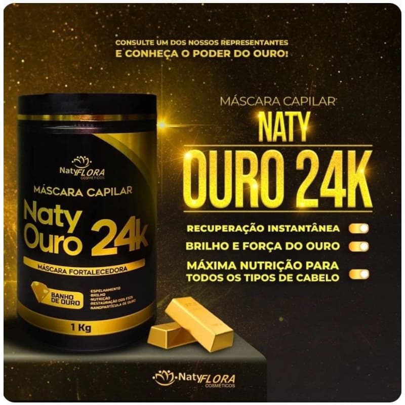 Máscara Capilar Ouro 24 K ( Brilho Espelhado Intenso)de 1 KG