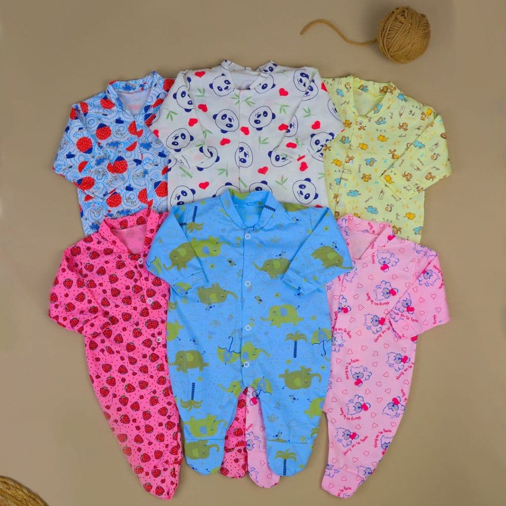 Kit 5 Macacão em Malha com pé Estampado  (Masculino e Feminino)