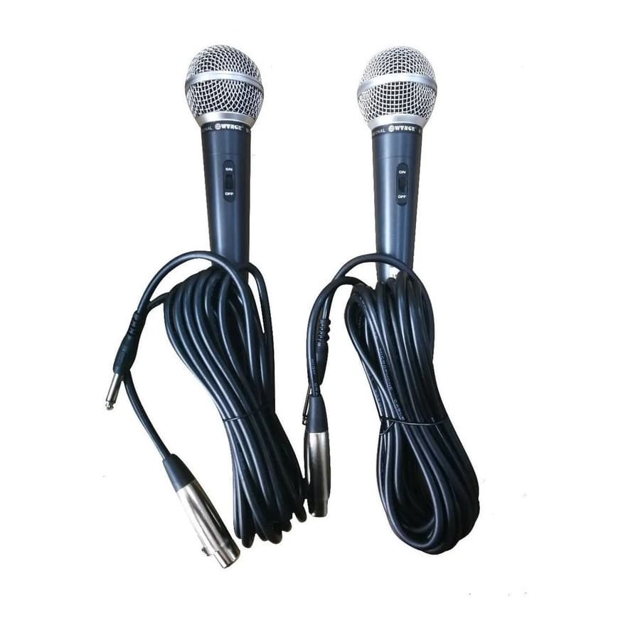 2pç Microfone SM-58 Com Fio Dinâmico Profissional Metal Cabo 5mts