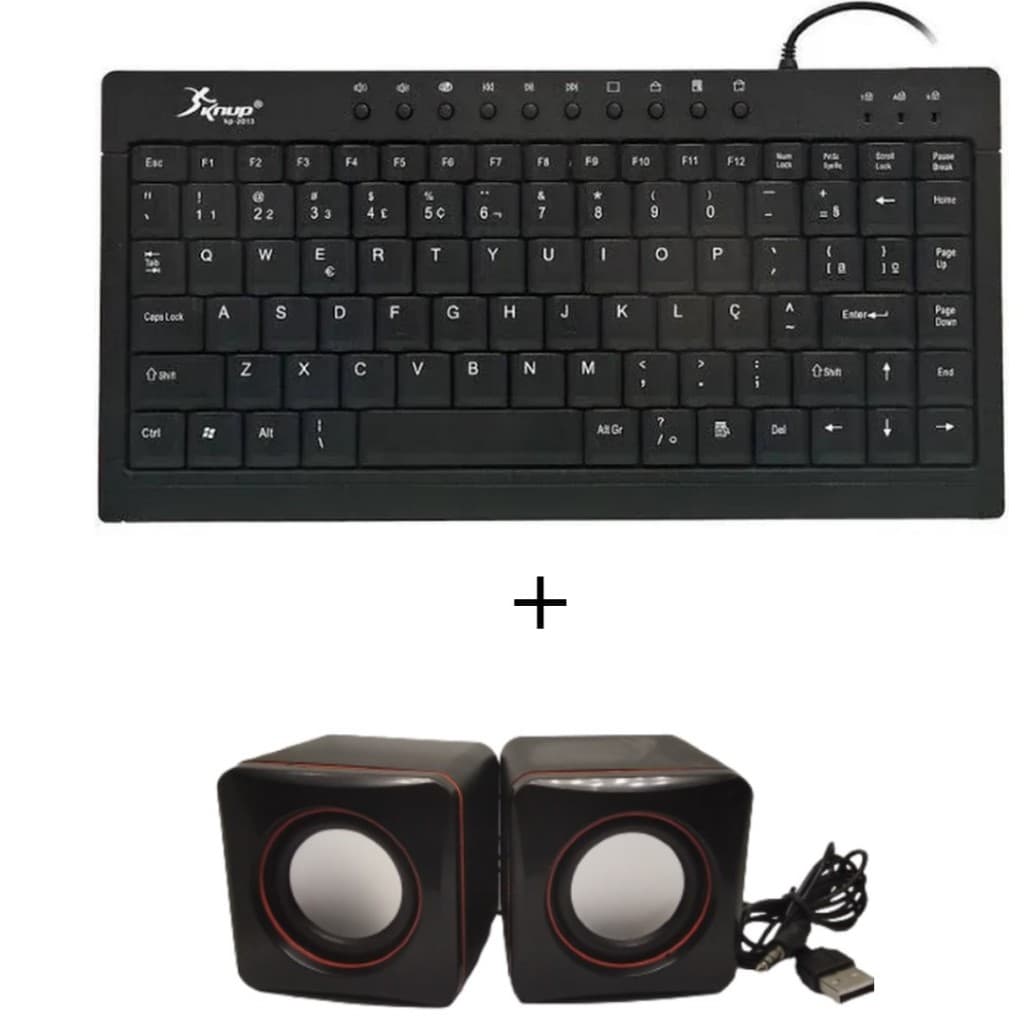 Kit Para Notebook/Pc Teclado Compacto Usb + mini Caixa De Som Agradável