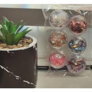 kit 6 potinho de Glitter flocado