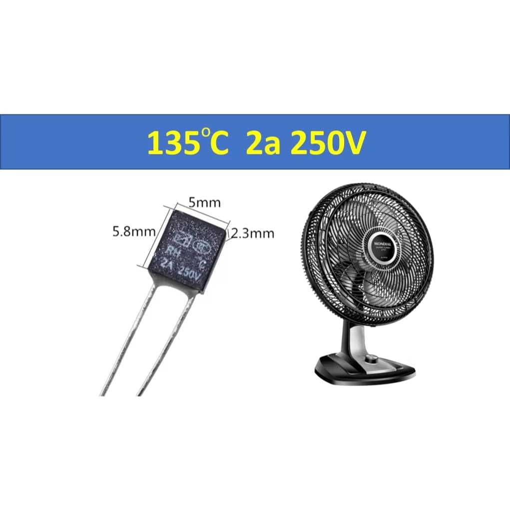 KIT Fusível Térmico 2A 135 Graus 135C 135°C 250V COM 5 PEÇAS