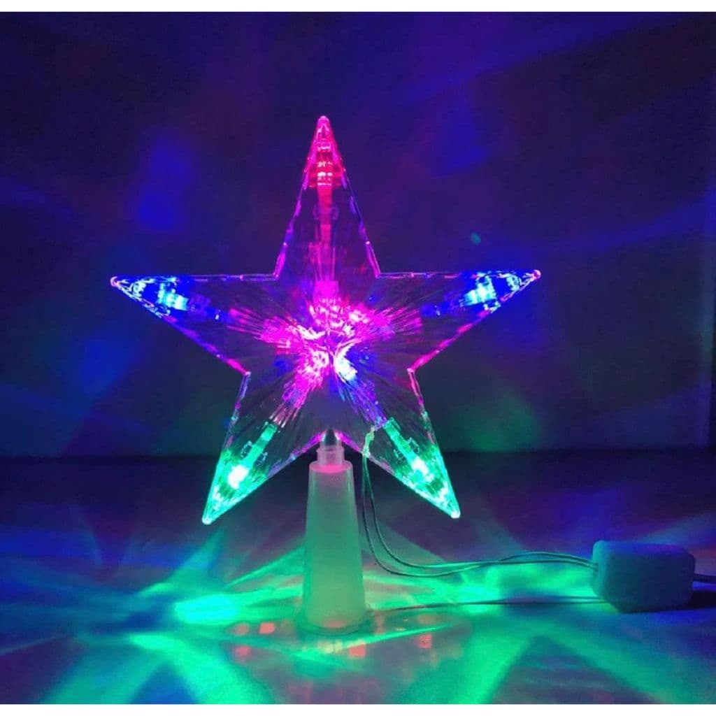 Estrela Ponteira Decoracao Arvore Natal Colorida Led Pisca 110v