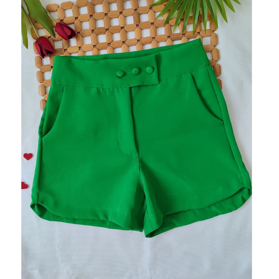 shorts feminina de alfaiataria com botao  sht-14