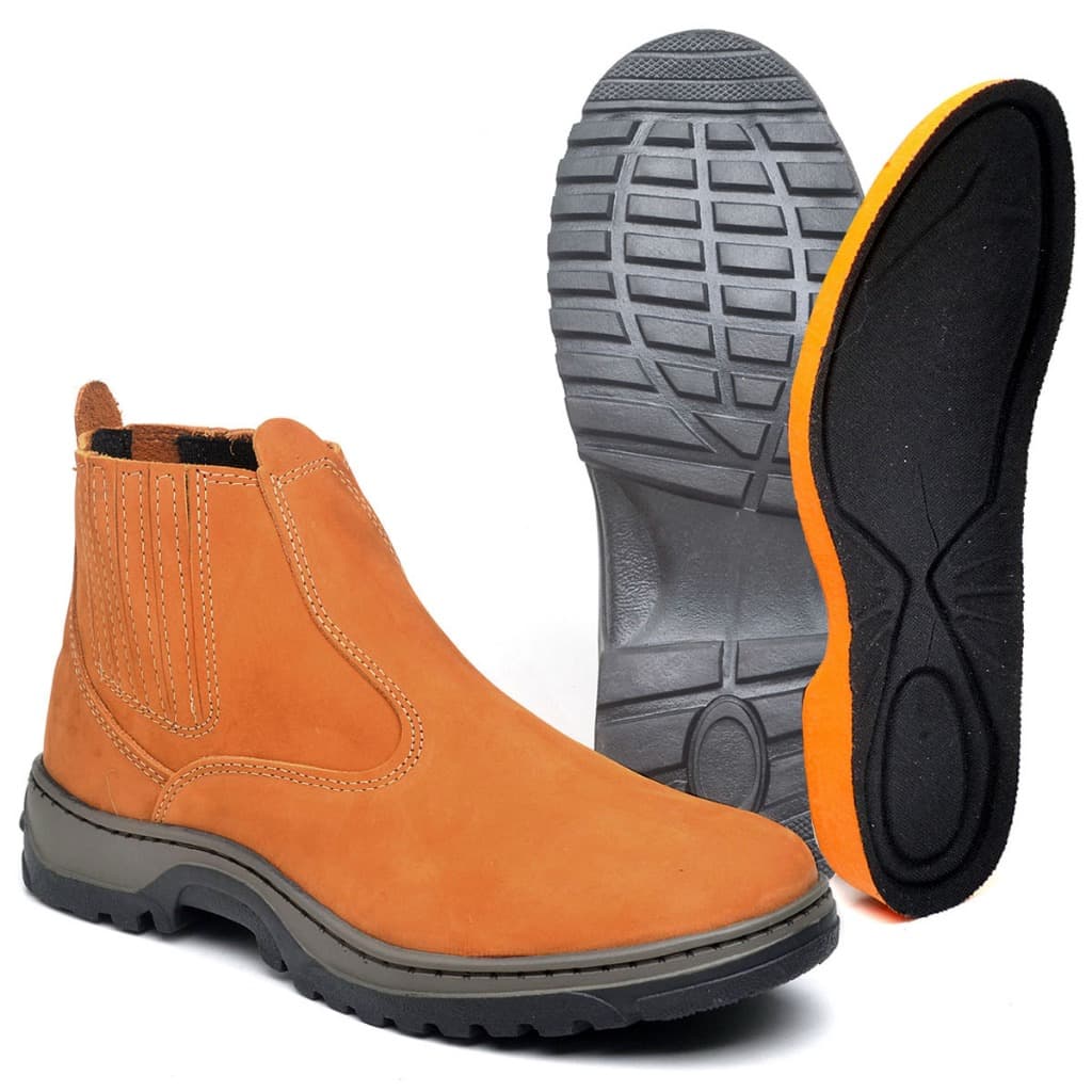 Bota Botina Masculina Palmilha De Gel Em Couro Legitimo