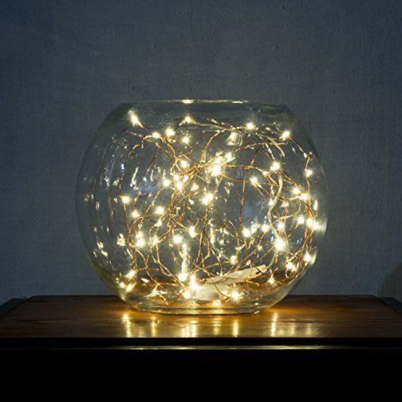Luminária luzes de Led Fada - Vaso de Vidro Aquário + Mais luzes de Led a Pilha - Decoração de Mesa Natal