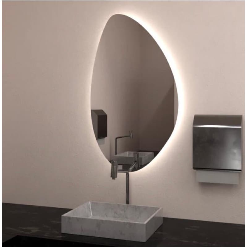 Espelho Com Led Orgânico Abstrato Moderno Decortivo 60x50cm com kit instalação sala banheiro 55