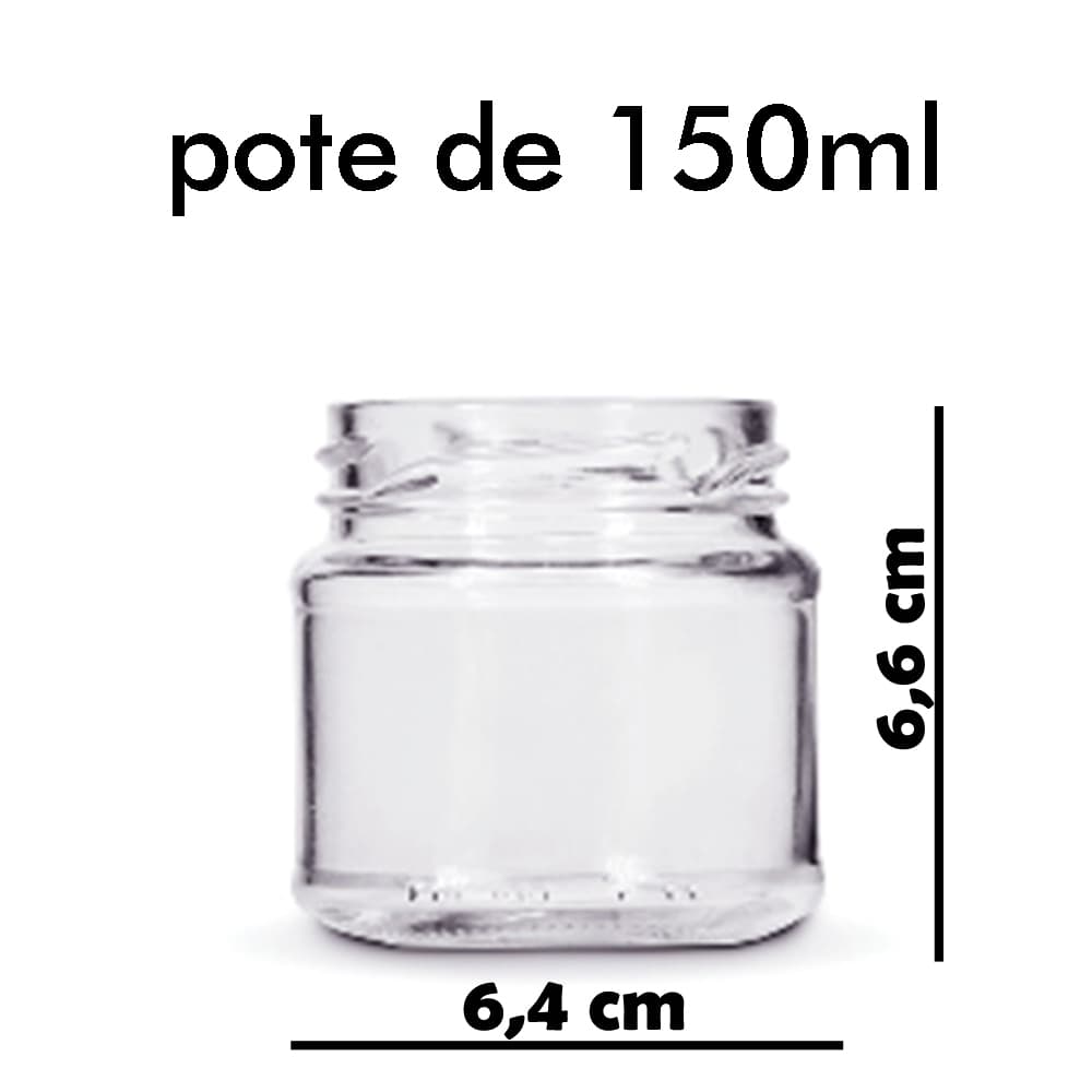 Kit 6 potes de vidro - 3 de 360ml e 3 de 150ml com tampa metálica