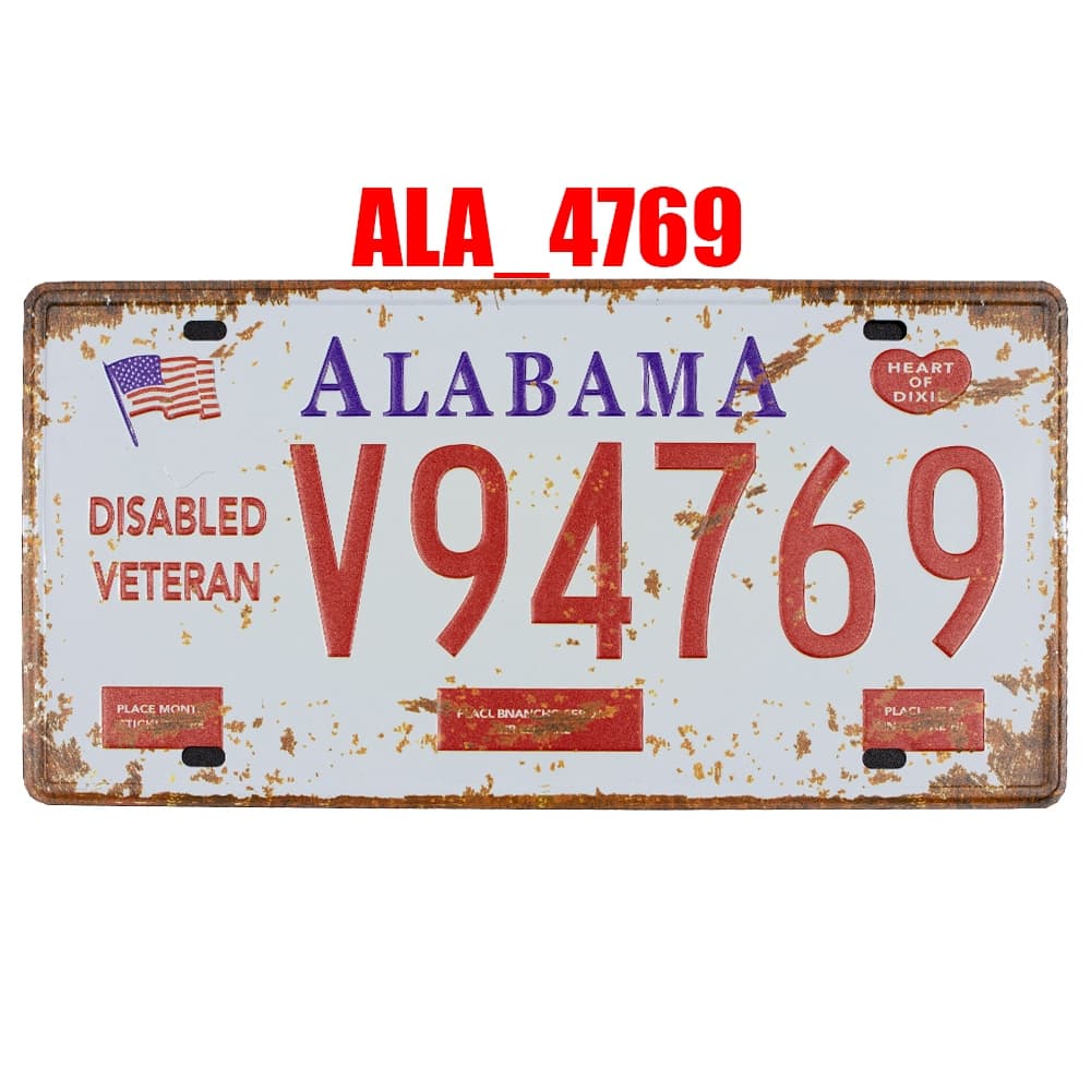 Quadro Placa Decorativa Metal Estados Unidos Alabama Usa Eua