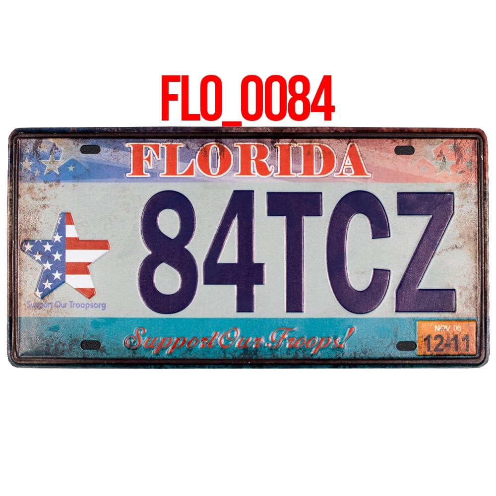 Placa Decorativa Metal Florida USA Vintage Quadro Automotiva Garagem Bar Pub Area Gourmet Colecionador Parede Retro