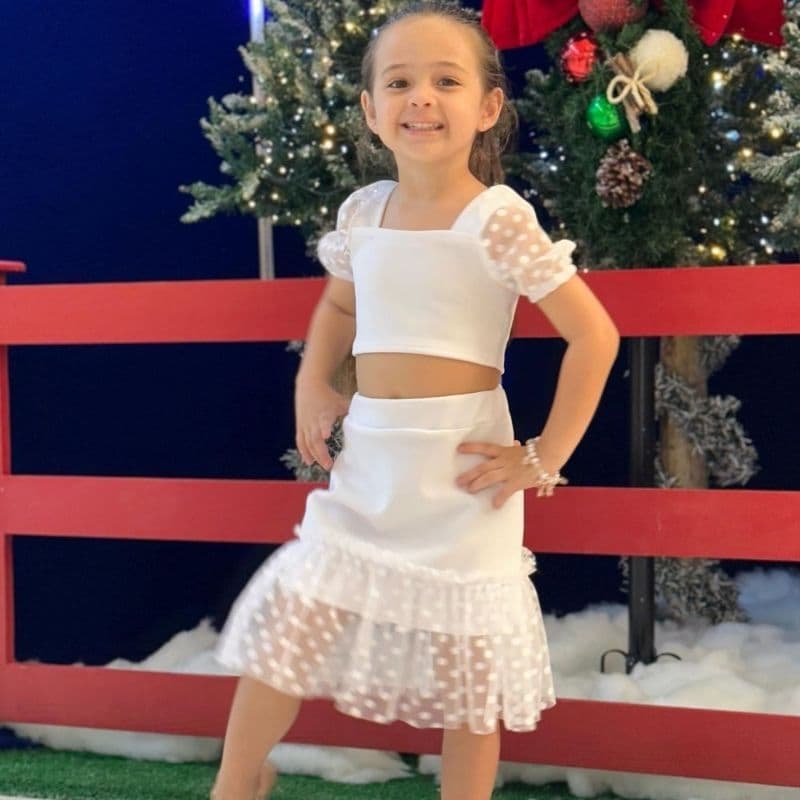Conjunto Femenino  Infantil  Menina Moda BLOGUERINHA FESTAS NATAL final De Ano