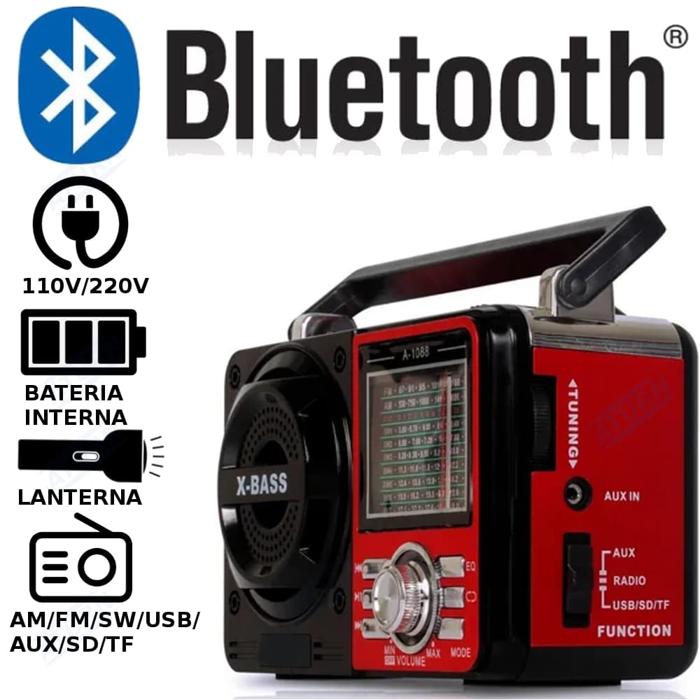 Rádio A Pilha E Tomada Am Fm Sw  Bluetooth Pendrive Radinho Radio Am Fm Com Tomada