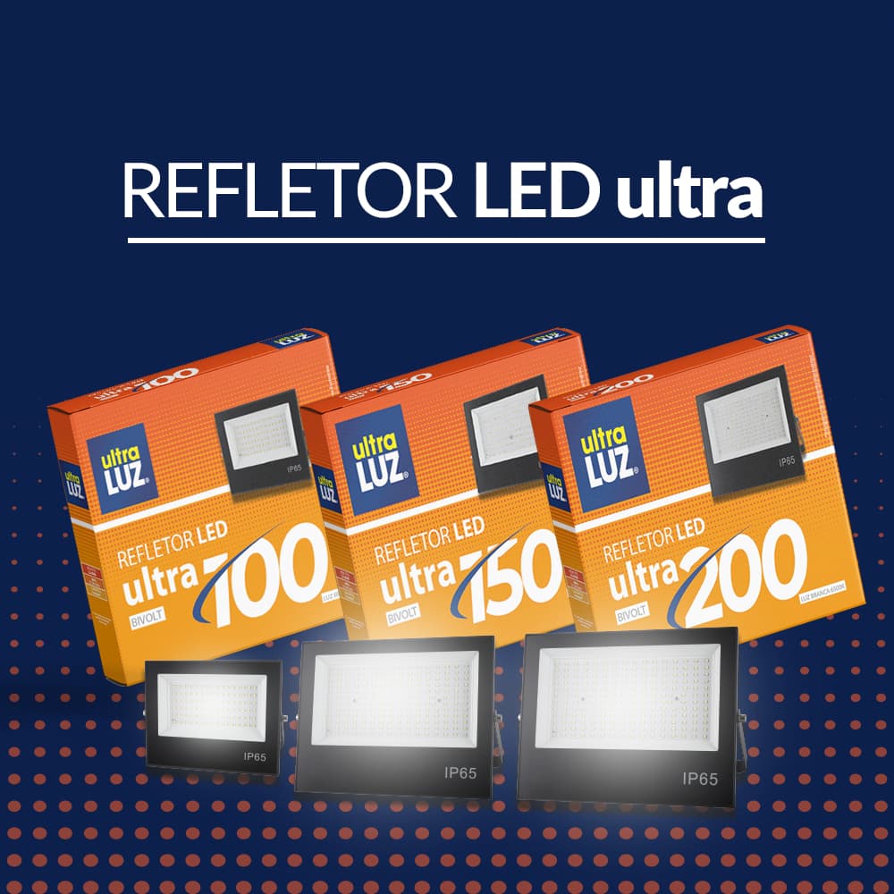 Refletor LED 100W 150W 200W Holofote Branco Frio 6500K Bivolt IP65 Ultraluz