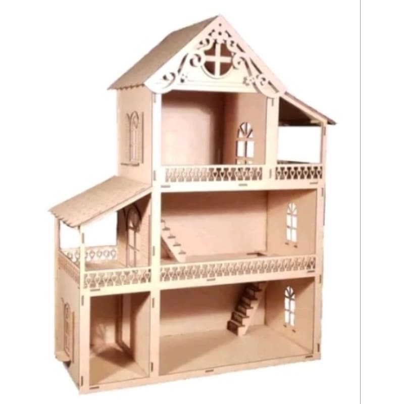 Casa de boneca 80cm mdf cru desmontada