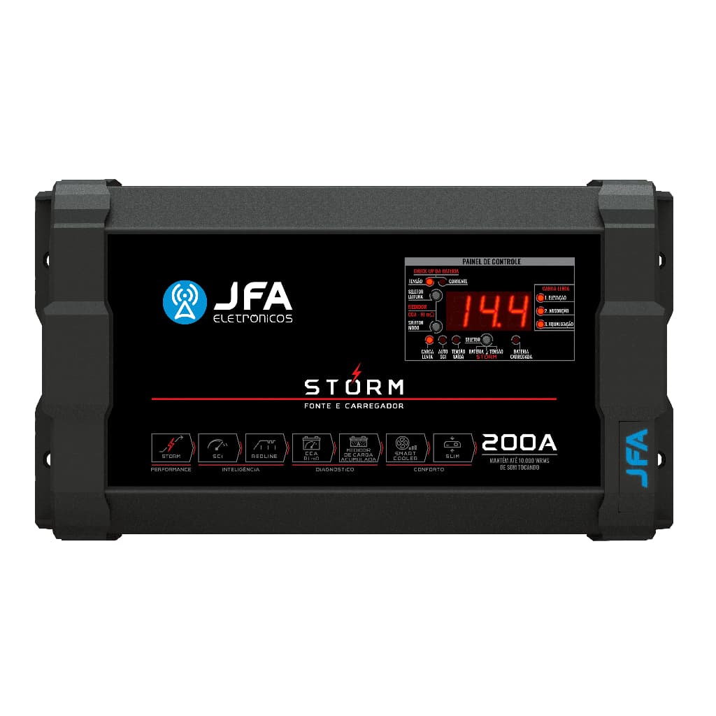Fonte Automotiva Jfa 200a Storm Voltímetro Digital Mono 220v