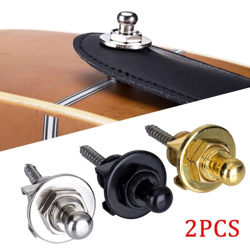 Trava Para Alça Correia - Strap Lock - Par - 2 Peças - Preto, Cromado ou Dourado - Serve em Violão, Baixo, Guitarra