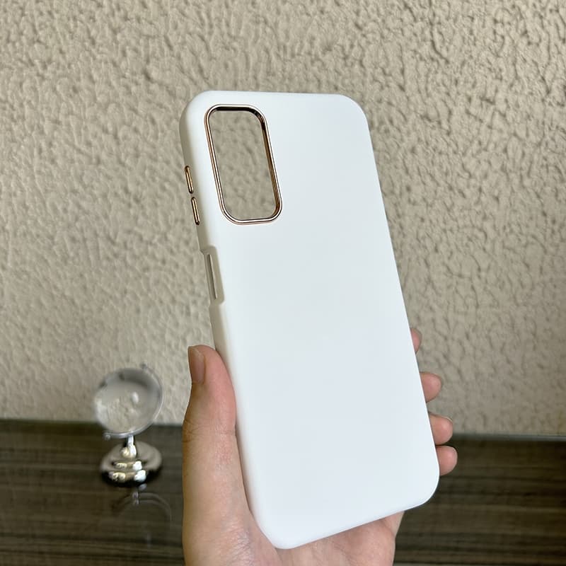 Capa de telefone com lente galvanizada com toque de pele de alta qualidade Samsung A34 A33 A32 A31 Botões galvanizados