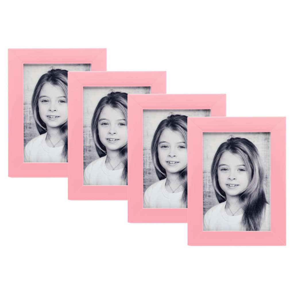 Kit 4 Porta Retratos 10x15 Madeira Reflorestamento com Vidro Gancho Parede Moldura Foto Decoracao