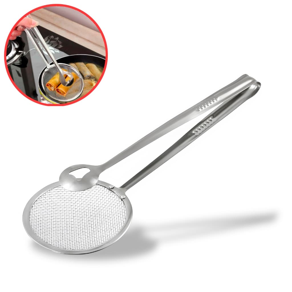 Escumadeira Para Frituras Com Pegador Aço Inox Utensílio Cozinha Em Casa Tem
