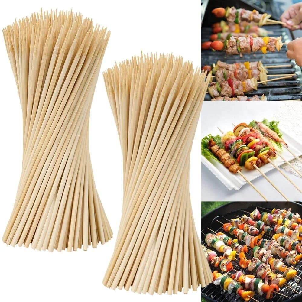 Kit 1000 Espetos Palitos de Bambu Churrasco Petisco Aperitivo Artesanato 18cm 25cm 30cm