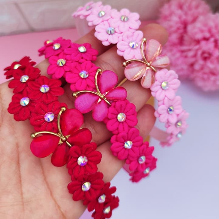 Tiara infantil menina flores rosa arquinho arco infantil laço menina arco infantil de cabelo