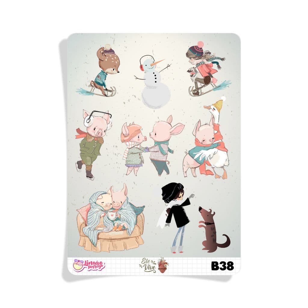 Outono e Inverno Parte 1 - Cartela de adesivos em vinil para decoração Limão & Pêssego