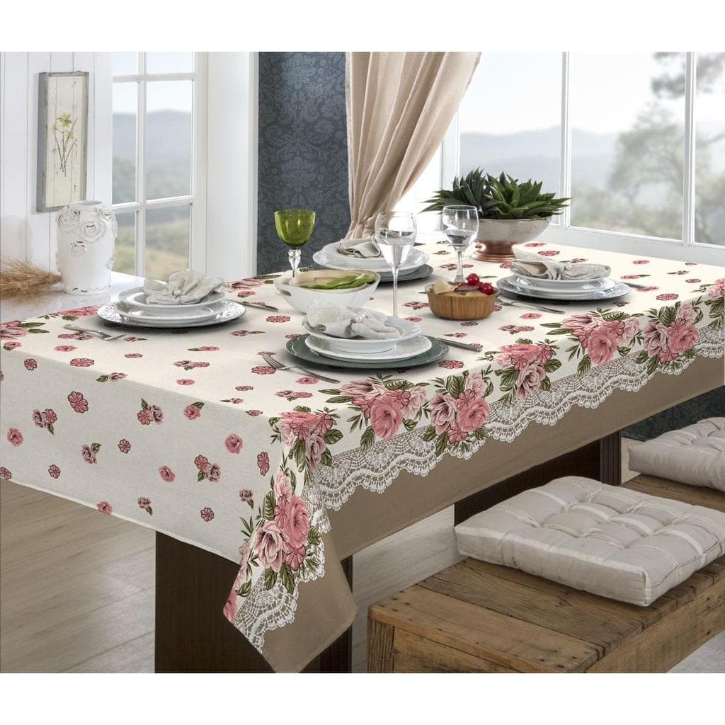 Toalha de Mesa Retangular, 6 Lugares 1,40x2,10m Estampada