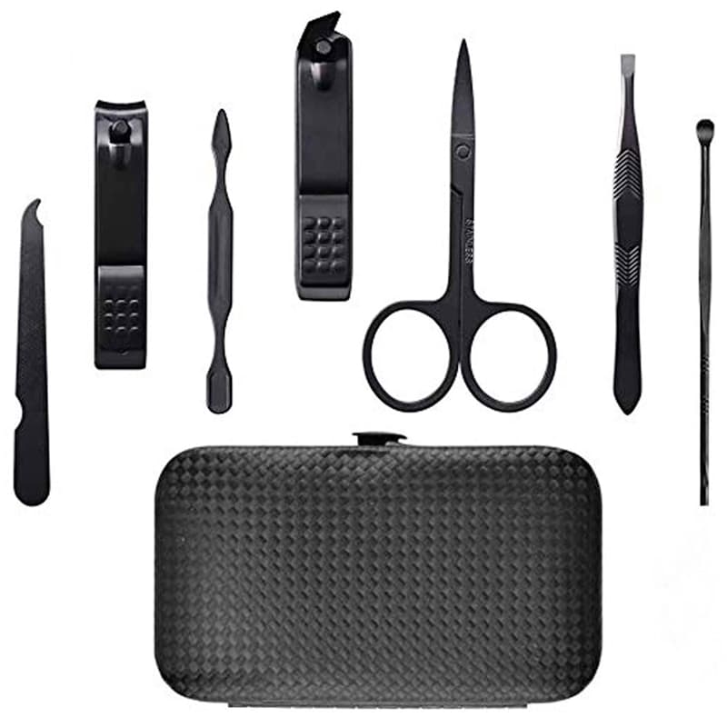 Jogo Kit profissional Unha Em Aço Inoxidável Portátil 7 Peças Cortador Manicure Pedicure