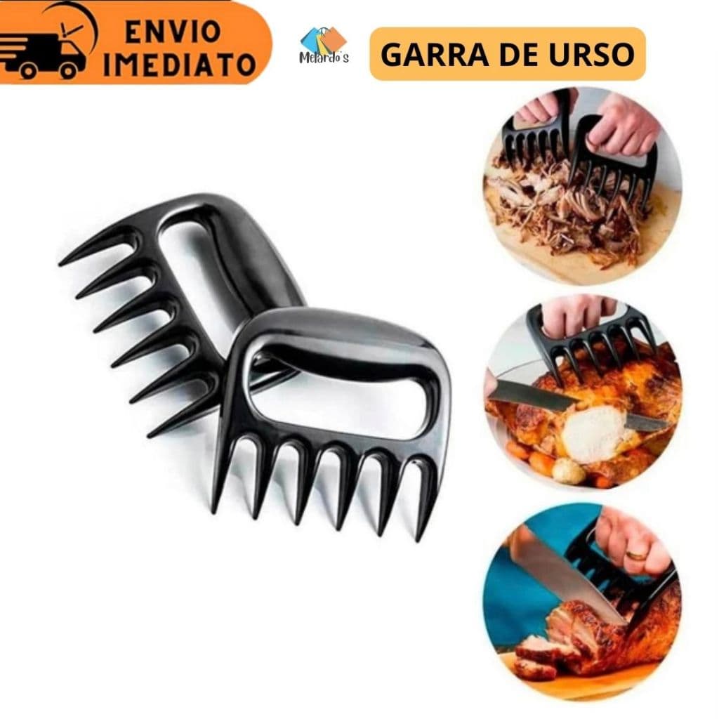 Kit 2 Garra de Urso Para Churrasco Cortes Desfiador de Carnes Pratico