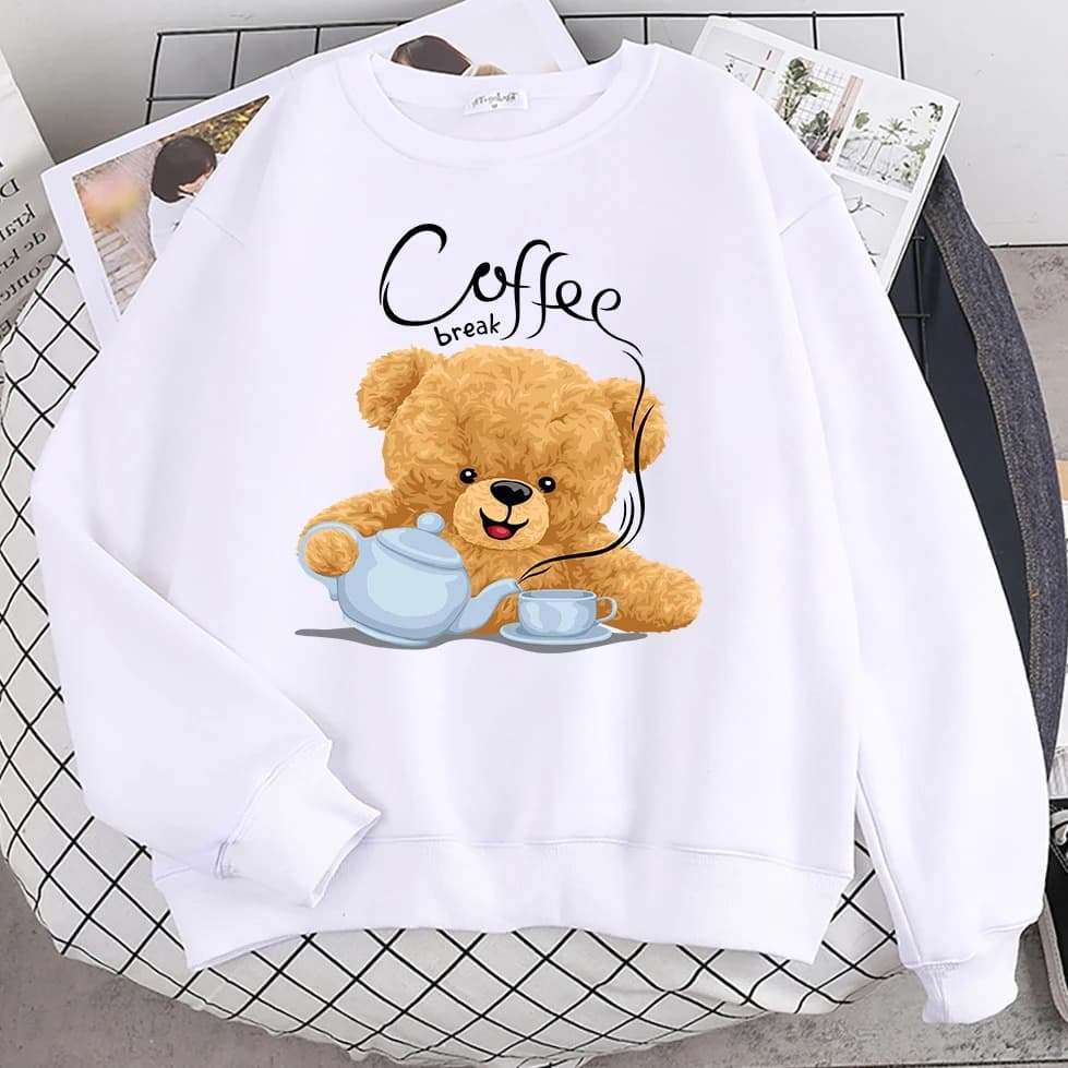 Moletom Gola Redonda Unissex Coffee Break Cute Panda