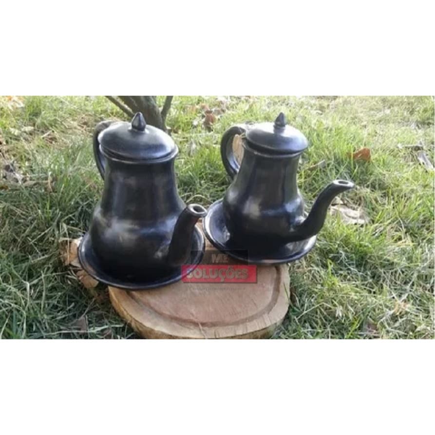 Bule De Barro Para Café Leite Água Rustico Artesanal + 1 Prato