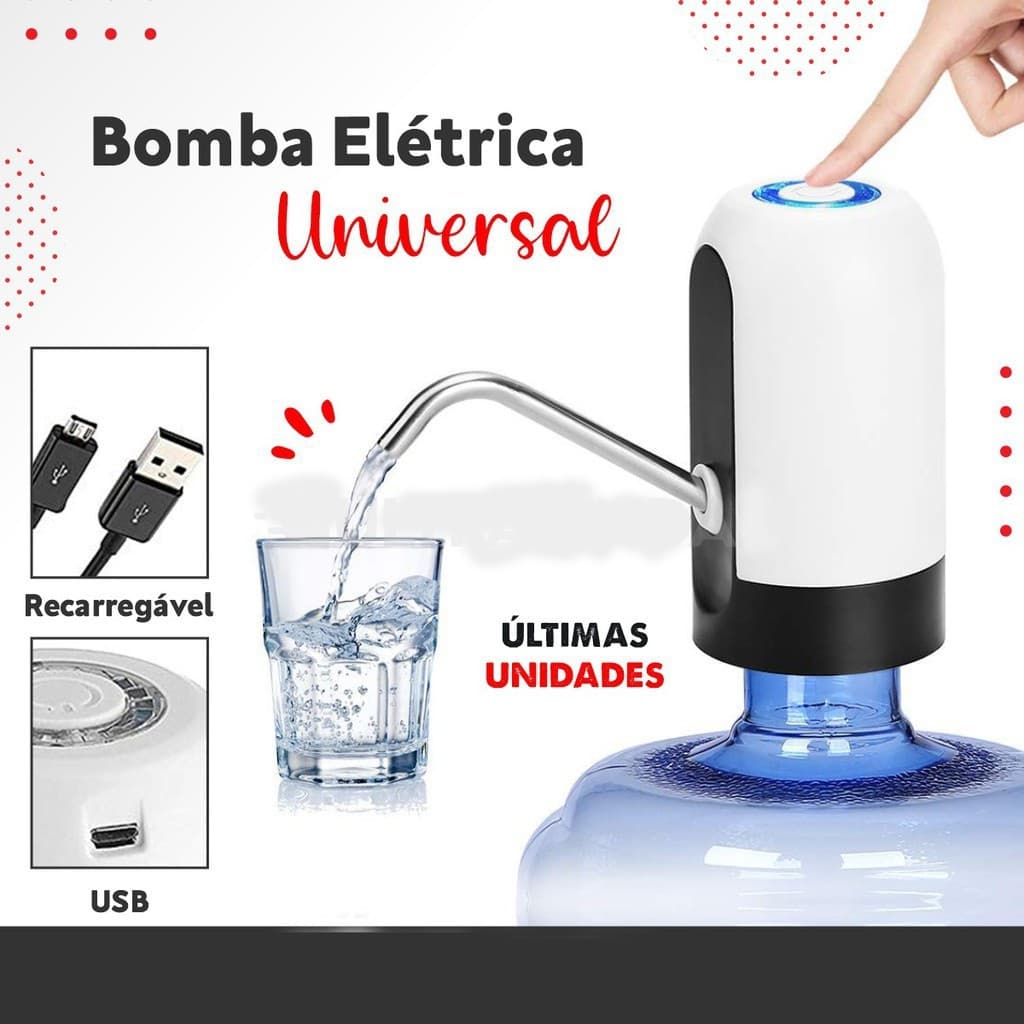 Promoção! Bebedouro e Bomba Elétrica Para Galão de Água Garrafão Recarregável USB