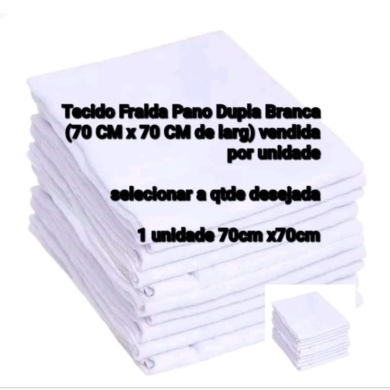 Tecido Fralda Pano Dupla Branca 100% ALGODÃO (vendida por unidade no tamanho 70 CM x 70 CM de larg)