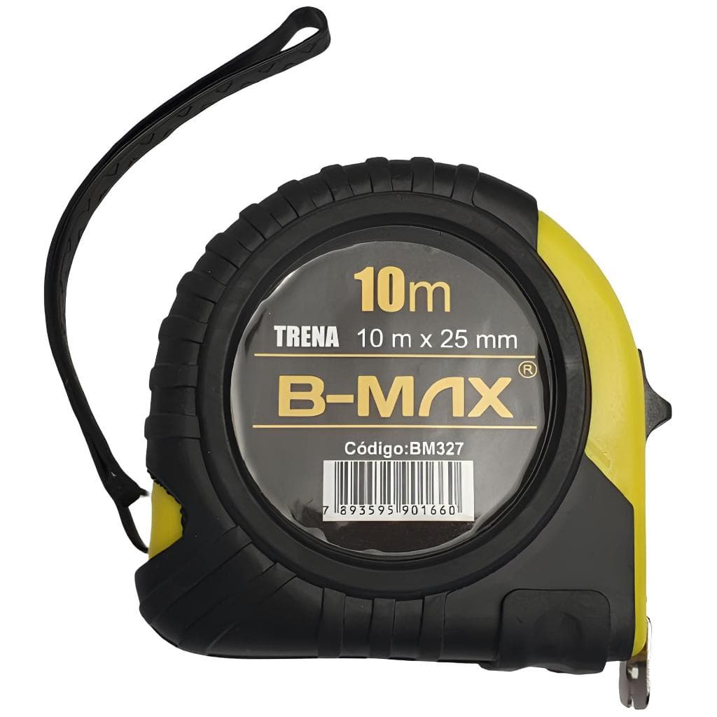 Trena 10 Metros X 25mm Emborrachada Com Trava Fita em aço Profissional Suporte para Cinto e Alça Sil