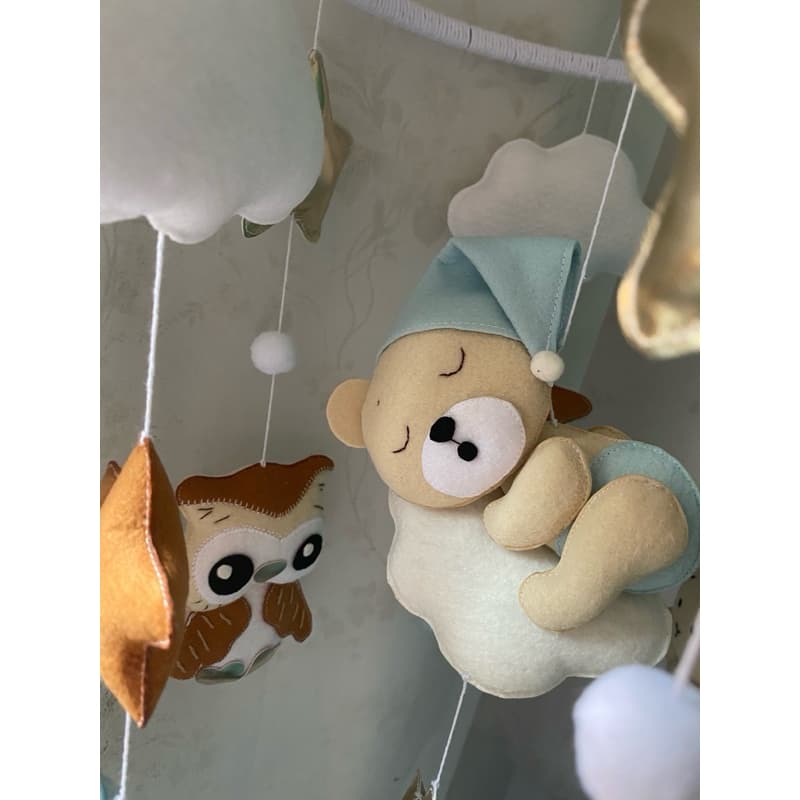Mobile de berço urso e animais sonho dourado